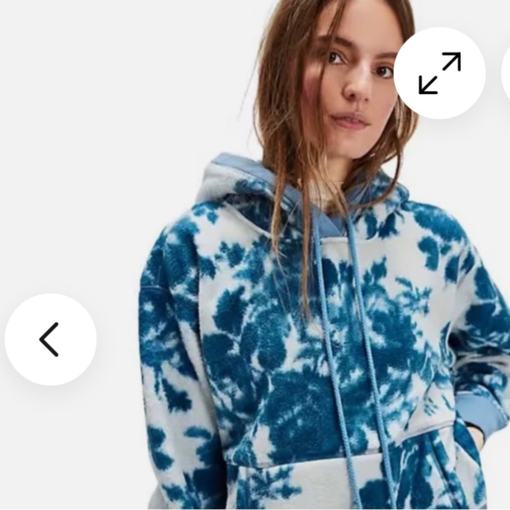 FP Movement by Free People Blue Tie-Dye Fleece Hoodie